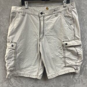 Carhartt Shorts Men's 38 Relaxed Fit Beige Khaki Work Wear Canvas Cargo‎